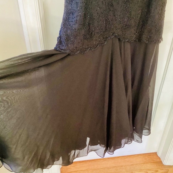 Vtg JMD New York Beaded Full Skirt Formal Evening Black Dress 3X sheer Eventwear - Picture 13 of 16